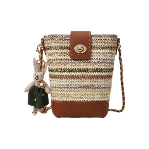 PAYOT Соломенная плетеная сумка через плечо с парчой Moon обычная женская коричневая