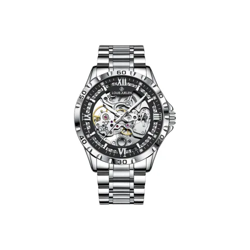 LOUIE JUELEN Автоматический Механический Механизм Нержавеющая Сталь Ремешок Часы Мужские Черный Циферблат