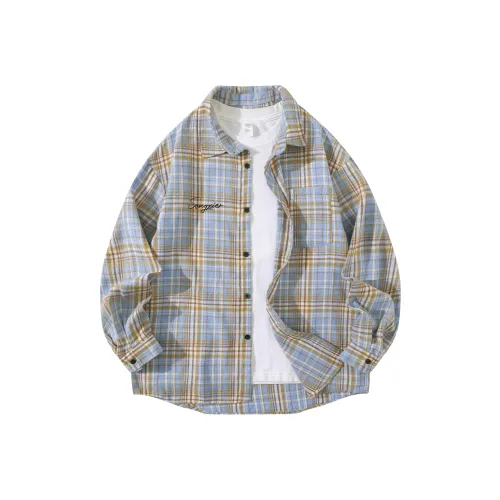 SONGXIER Желтая клетка Унисекс Рубашки