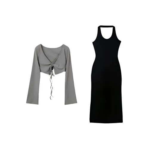 PNVB Серый Черный Женские Комплекты с Юбкой
