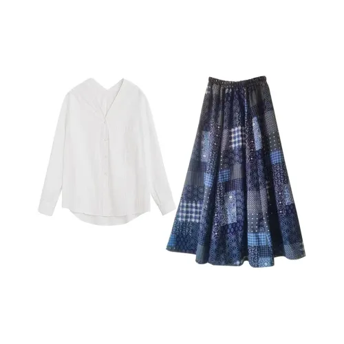 MARIE·COCO Белый топ + юбка Женские комплекты с юбкой