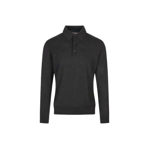 KITON Мужская поло темно-серого цвета