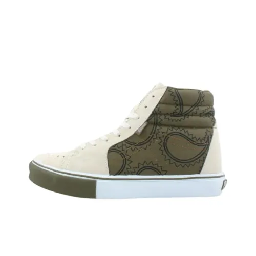 Stussy x Vans Sk8 Hi Высокие Кроссовки для Скейтбординга Унисекс Белый Зеленый