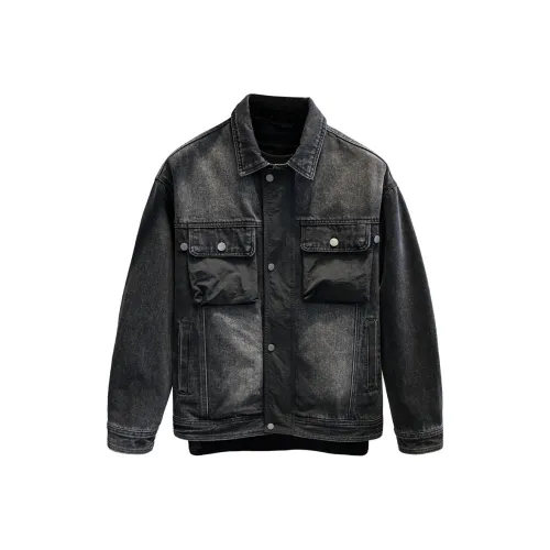 YGQPZHZ Черный Мужской Джинсовый Куртка