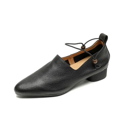 Echo yolo Однотонный Заостренный носок Супермягкий Винтаж Овечья шкура Без подкладки Обувь