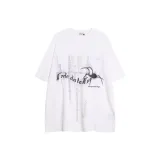 Короткий рукав, белый + синий, джинсы + ожерелье [комплект из двух предметов]