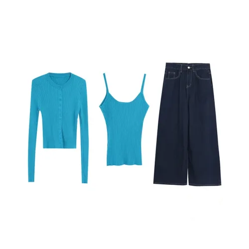 MISTVB Синий Женские Повседневные Костюмы