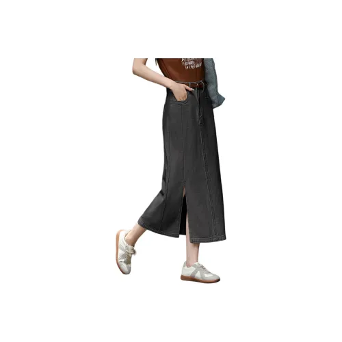 XWI Премиум серый Женские джинсовые длинные юбки