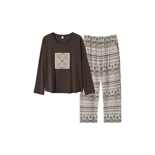 Sha Qian L856023 Темный кофейный женский пижамный комплект