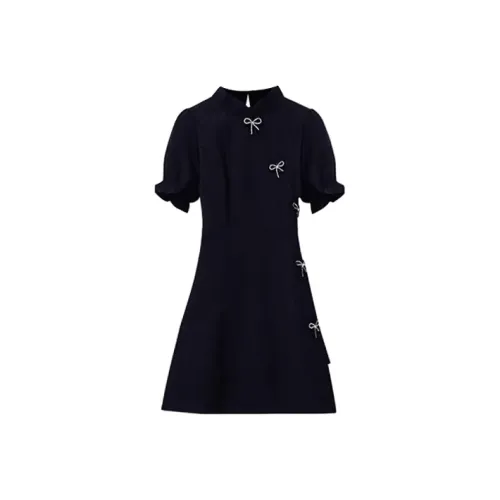 QIAOMONVHAI Короткое платье с короткими рукавами женское