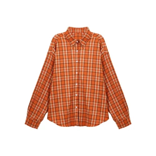 SUSANSAN Оранжевая клетка Женские рубашки