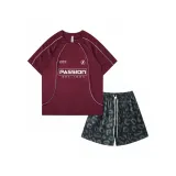 Бордовый топ + черные шорты "Black Panther"