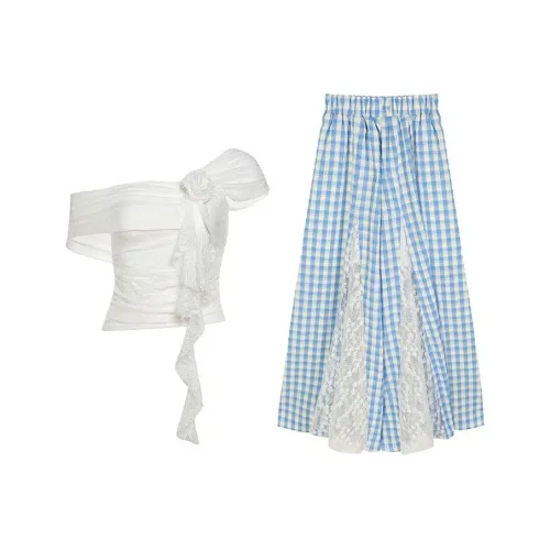 MARIE·COCO Белый топ + штаны, женский повседневный комплект