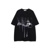 Короткий рукав, черный + джинсы, черный + ожерелье [комплект из двух предметов]