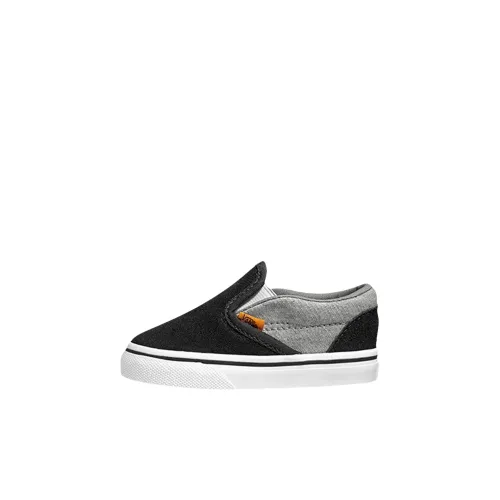 Vans CLASSIC Slip-On Низкий Топ Обувь для малышей Черный Серый Infant и Toddler