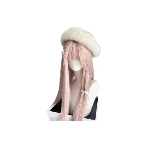LIANXIANGKE Перука Розовая Косплей Длинные Прямые Волосы Лолита Повседневный Девчачий Полный Набор для Головы Высокотемпературная Пряжа