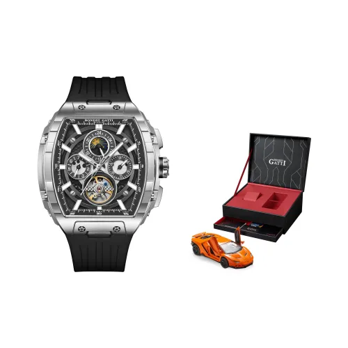 BONEST GATTI Автоматический механический механизм Часы Мужские Черный циферблат