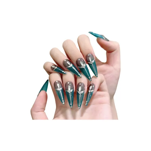 KDOW Кибер Механический Western Urban Chic Style Hot Girl Green Metal Detachable Nail Tips Long