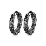 Винтажные текстурированные серьги с зажимом - черный