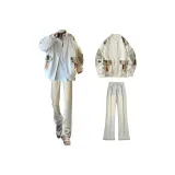 Белая куртка + желтые грязные джинсы