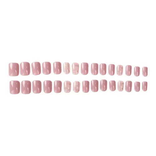 T Z Роскошь Клетчатый Элегантность Короткий Ногти Искусственные Короткий Квадрат Укороченный Розовый Однотонный Французский