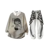 Абрикос Черный + Белый Фотиния Серый Штаны