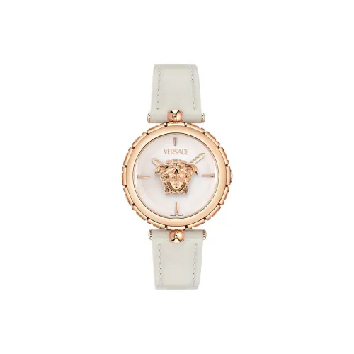 VERSACE Женские часы Кварцевый механизм кожаный ремешок 34 мм белый циферблат