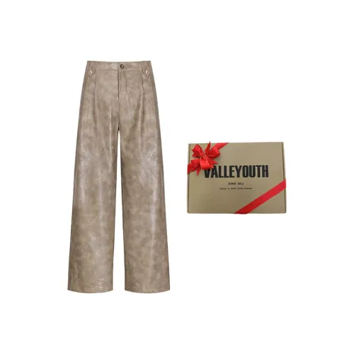 VALLEYOUTH Кожаные штаны унисекс цвет камень коричнево-кофейный
