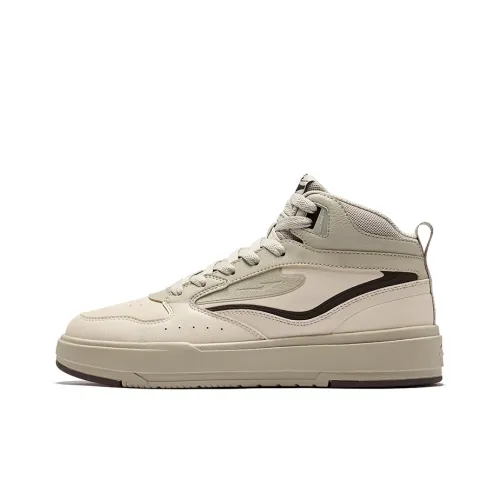 Erke Slip-resistant Breathable Abrasion-resistant High-top Skateboard Shoes Men's Linen Gray Эрке Противоскользящие Дышащие Устойчивые к Износу Высокие Кроссовки для Скейтбординга Мужские Лен Серый