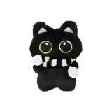 Большеглазый Черный Угольный Шар Котенок Брелок + Черные Полосы Шарф