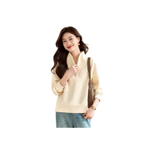 Mu Xiao Xin Экрю Женские Свитшоты