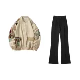 Хаки куртка + черные джинсы