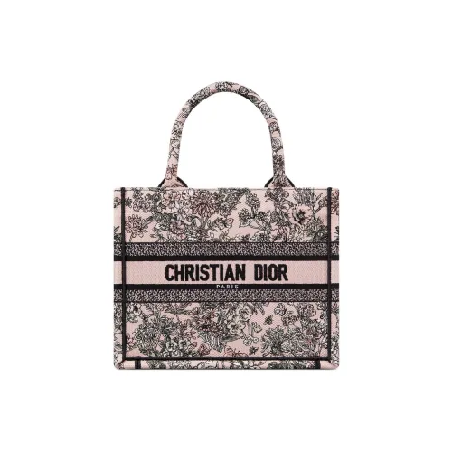DIOR BookTote Хлопок Тоут Сумка Сумка для покупок Сумка Маленькая Женская Розовая