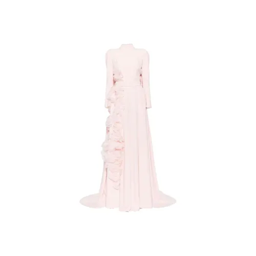 Saiid Kobeisy Длинное платье с длинными рукавами женское темно-розовое