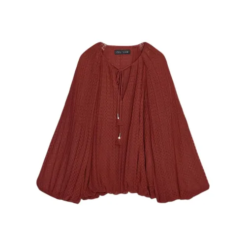 ZARA Кирпично-красные Женские Рубашки