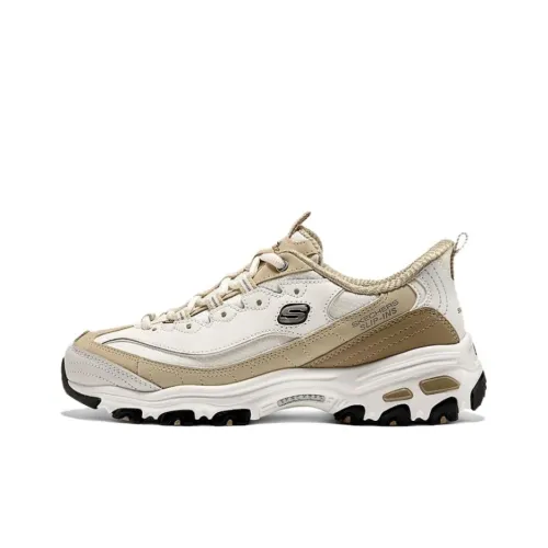 Skechers DLITES Низкий Топ Толстая Подошва Кроссовки Женские Белые Коричневые