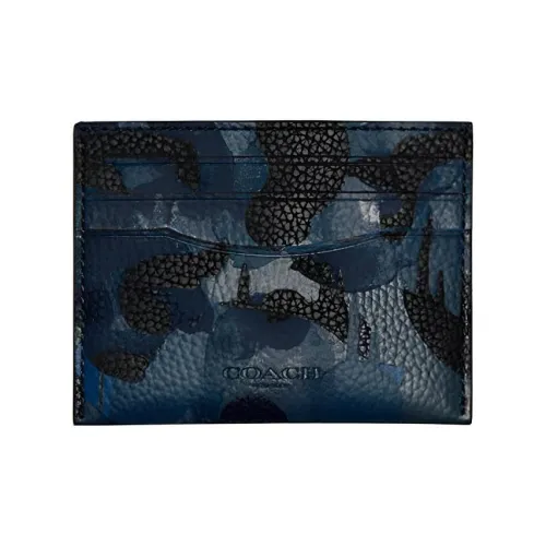 COACH Card Case Коровья кожа Держатель для карт Держатель для карт Мужской Синий и Черный