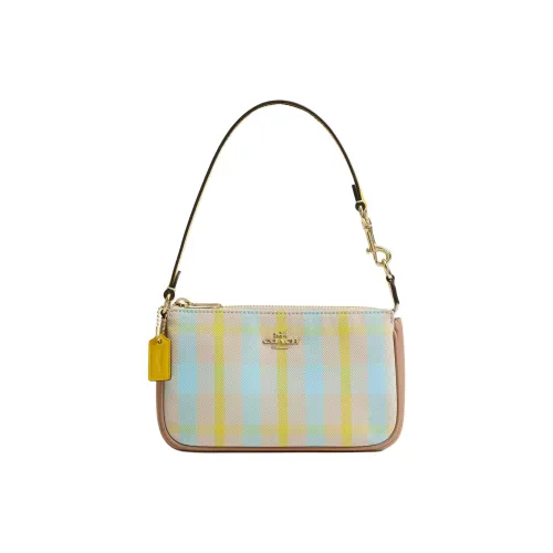 COACH Nolita Переработанный полиэстер Одно плечо Сумка Маленькая Женская Синяя и Желтая