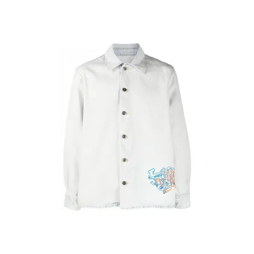 OFF Белый SS23 Рубашка Мужская Светло-Синий