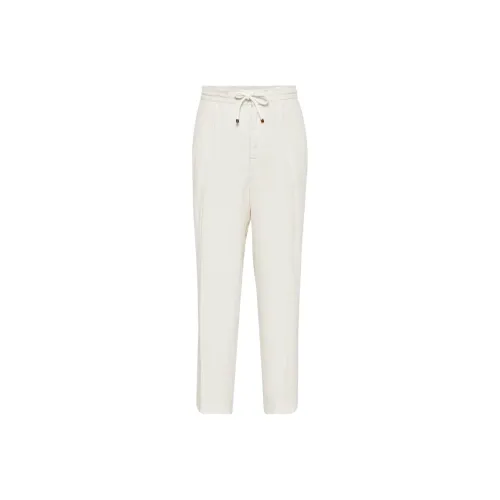 BRUNELLO CUCINELLI SS25 Повседневные брюки Мужские Серый Белый