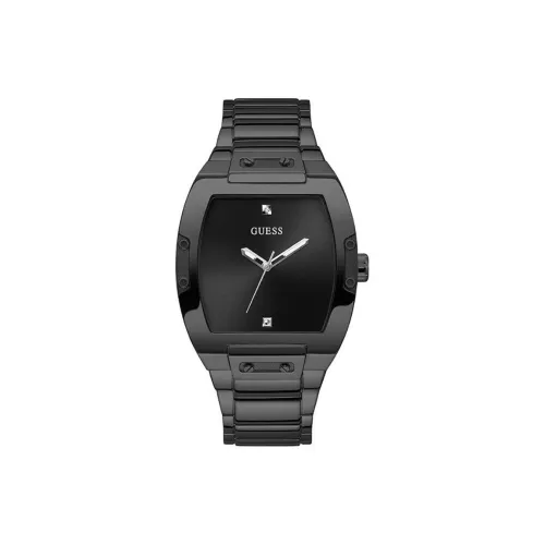 GUESS Мужские часы Кварцевый механизм Ремешок из нержавеющей стали 43 мм Черный циферблат