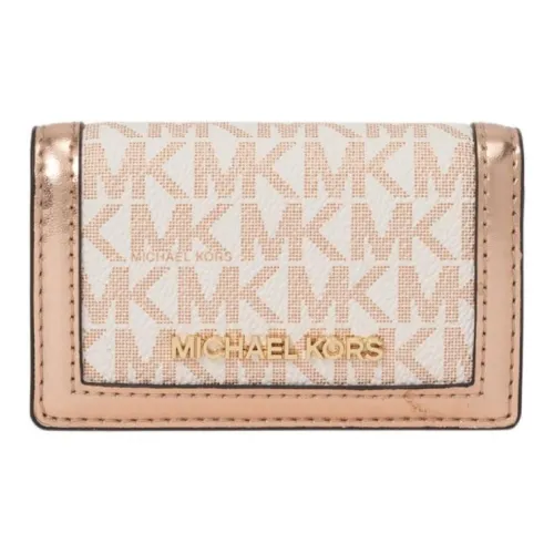 MICHAEL KORS Jet Set Travel Покрытый холст Key Pouch Маленький Женская Белый и Розовое золото