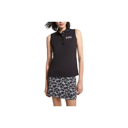 MICHAEL KORS GOLF Логотип Пике Без рукавов Поло Поло Женские Черный