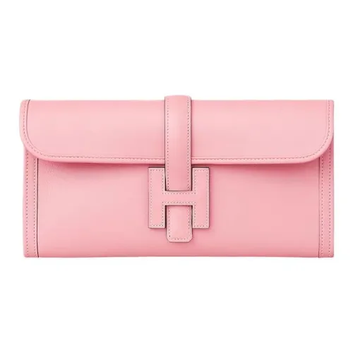 HERMES Jige Elan Swift Телячья кожа Клатч Женские 3Q Розовый SAKURA Розово-вишневый