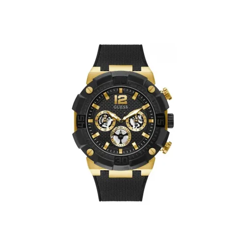 GUESS Мужские часы Кварцевый механизм Силиконовый ремешок 50 мм Черный циферблат