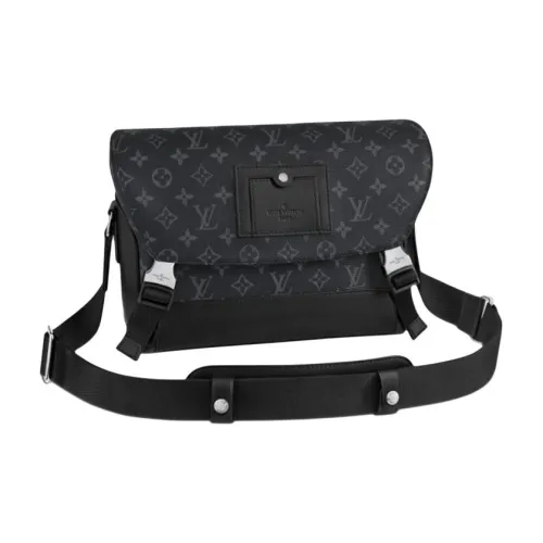 LOUIS VUITTON Voyager Покрытый холст Курьерская сумка Сумка через плечо Маленький Мужской Черный
