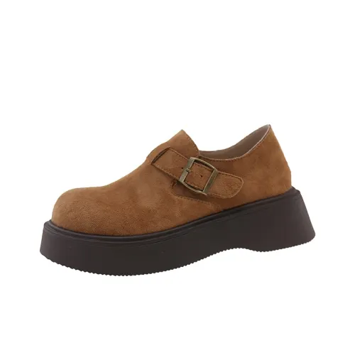 WUJI Винтаж Платформа Slip-On Лоферы Мягкая Подошва Универсальная Маленькая Кожаная Обувь Женская Без Подкладки