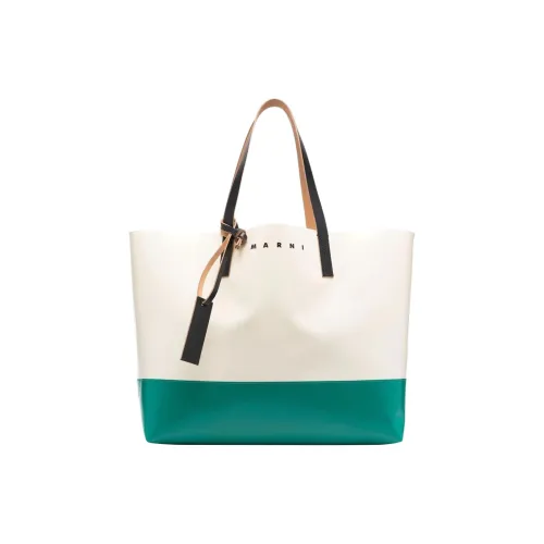 MARNI Tribeca Полиэстер Телячья кожа Тоут Сумка Сумка для покупок Сумка через плечо Сумка Мужская Белый Зеленый