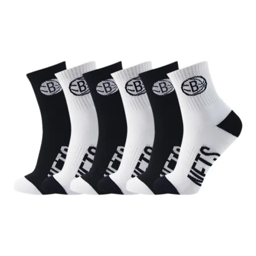 NBA 6 пар Черный+Белый Мужские носки MID до икры