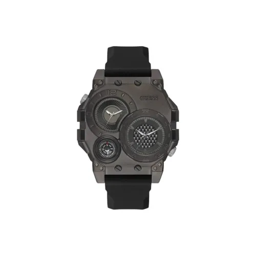 GUESS Мужские часы Кварцевый механизм Силиконовый ремешок 50 мм Черный циферблат